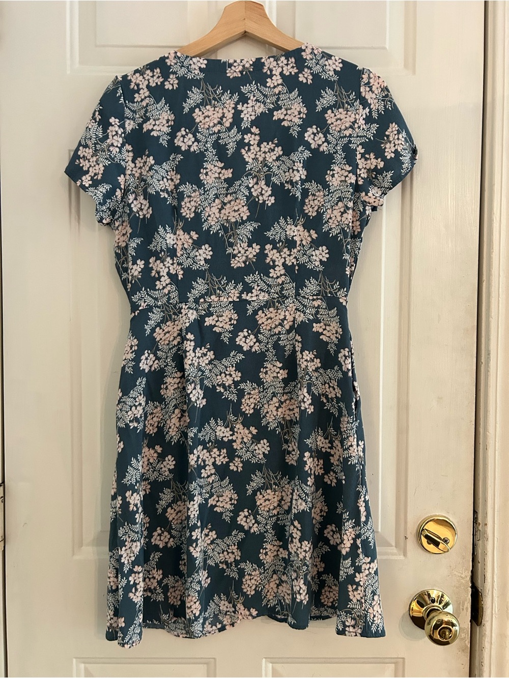 LOFT Teal Blue Floral Mini Dress - Picture 4 of 4